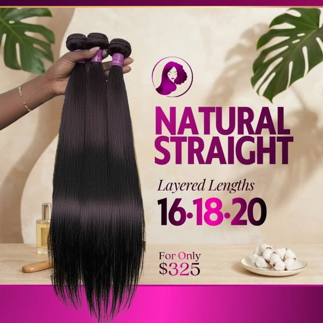 Natural Straight Mix 16-18-20 at Her Mane Therapy in Lewisville, TX